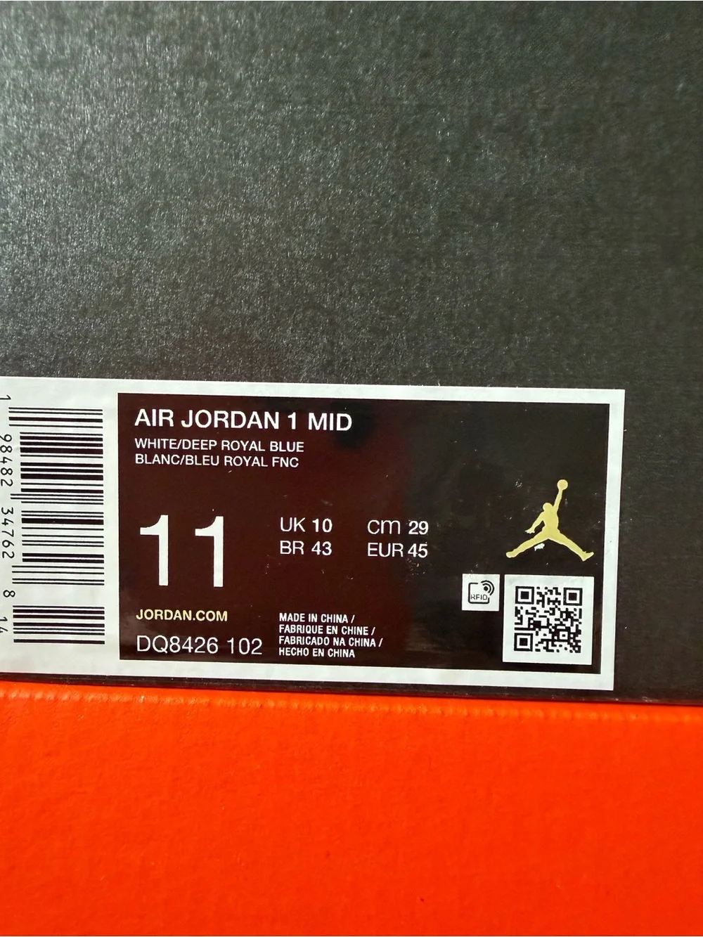 Air Jordan 1 Mid White Royal Blue DQ8426-102 Men’s Size 11